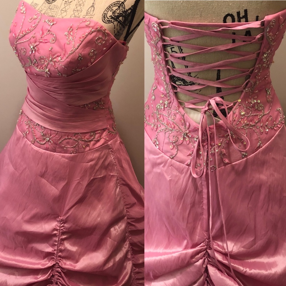 Grad Dress-Allure Bridal Princess Style lace up back Cinderella in Pink